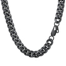 Mens 10mm Cuban Link Chain Black Steel