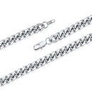 Mens 10mm Cuban Link Chain Silver Steel