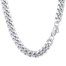 Mens 10mm Cuban Link Chain Silver Steel
