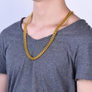 Mens 10mm Cuban Link Chain 18k Gold