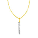14K Gold Bar Necklace with Diamonds | Vertical Bar Pendant