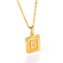 Initial Necklace | Square Letter Pendant - 18K Gold, Silver
