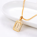 Initial Necklace | Square Letter Pendant - 18K Gold, Silver