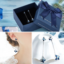 Dangle Butterfly Earrings Sterling Silver w/ Swarovski Crystals