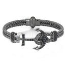 CZ Studded Steel Anchor Bracelet - Women - Men