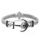 CZ Studded Steel Anchor Bracelet - Women - Men