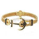 CZ Studded Steel Anchor Bracelet - Women - Men