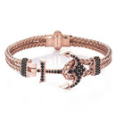 CZ Studded Steel Anchor Bracelet - Women - Men