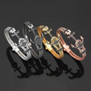 CZ Studded Steel Anchor Bracelet - Women - Men