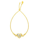 Gold Love Bracelet | 14K Gold Heart Bracelet Adjustable