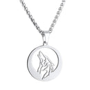 Hollow Howling Wolf Pendant Necklace for Men