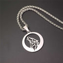 Hollow Howling Wolf Pendant Necklace for Men