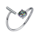 Sterling Silver Initial Ring with Mystic Topaz & CZ