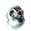 Rider Skull Ring with Red Eyes - Men - Stainless Steel