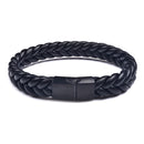 Mens Leather Ropes Woven Bracelet - Black