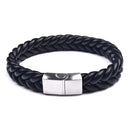Mens Leather Ropes Woven Bracelet - Black
