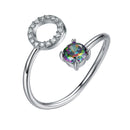 Sterling Silver Initial Ring with Mystic Topaz & CZ