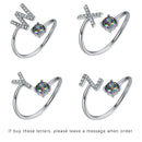 Sterling Silver Initial Ring with Mystic Topaz & CZ