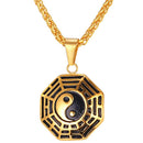 Gold Yin Yang Necklace Octagonal Pendant