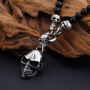 African Glass Beaded Skull Pendant Necklace