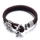 Anchor Bracelet for Men | Black, Brown, Red Braided Leather