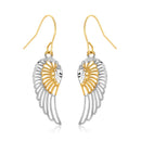 Angel Wing Earrings 10K Gold Two Tone