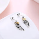 Drop Angel Wing Earrings Sterling Silver