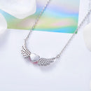 Angel Wings Heart Necklace in Sterling Silver with Swarovski Crystals