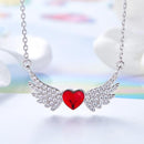 Angel Wings Heart Necklace in Sterling Silver with Swarovski Crystals