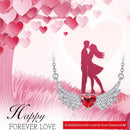 Angel Wings Heart Necklace in Sterling Silver with Swarovski Crystals