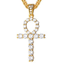 Ankh Necklace Iced Out Rhinestones 18K Gold