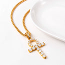Ankh Necklace Iced Out Rhinestones 18K Gold
