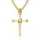Baseball Bat Cross Necklace - Gold - Stainless Steel