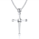 Baseball Bat Cross Necklace - Silver - Stainless Steel