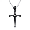 Baseball Bat Cross Necklace - Black - Stainless Steel