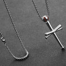 Baseball Bat Cross Necklace | Men's Pendant Stainless Steel