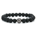 Basketball Bracelet - Lava Beaded - Black Charm