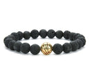 Basketball Bracelet - Lava Beaded - Gold Charm