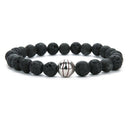 Basketball Bracelet - Lava Beaded - Silver Charm