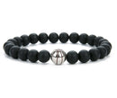 Basketball Bracelet - Lava Beaded - Silver Charm