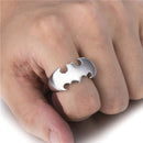Batman Ring Mens Silver Stainless Steel