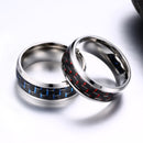 Carbon Fiber Inlay Silver Steel Ring