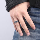 Carbon Fiber Inlay Silver Steel Ring