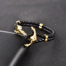 Braided Leather Anchor Bracelet for Men