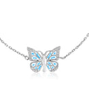 Butterfly Bracelet Sterling Silver Adjustable w/ Blue Enamel