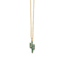 Gold Cactus Necklace in Sterling Silver | Pendant w/ Green CZ