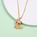 Cat Necklace Sterling Silver Gold with CZ