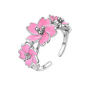Cherry Blossom Flower Ring Sterling Silver Adjustable