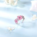 Cherry Blossom Flower Ring Sterling Silver Adjustable