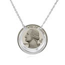 Crescent Moon Necklace Sterling Silver | Pendant w/ Diamond Accent